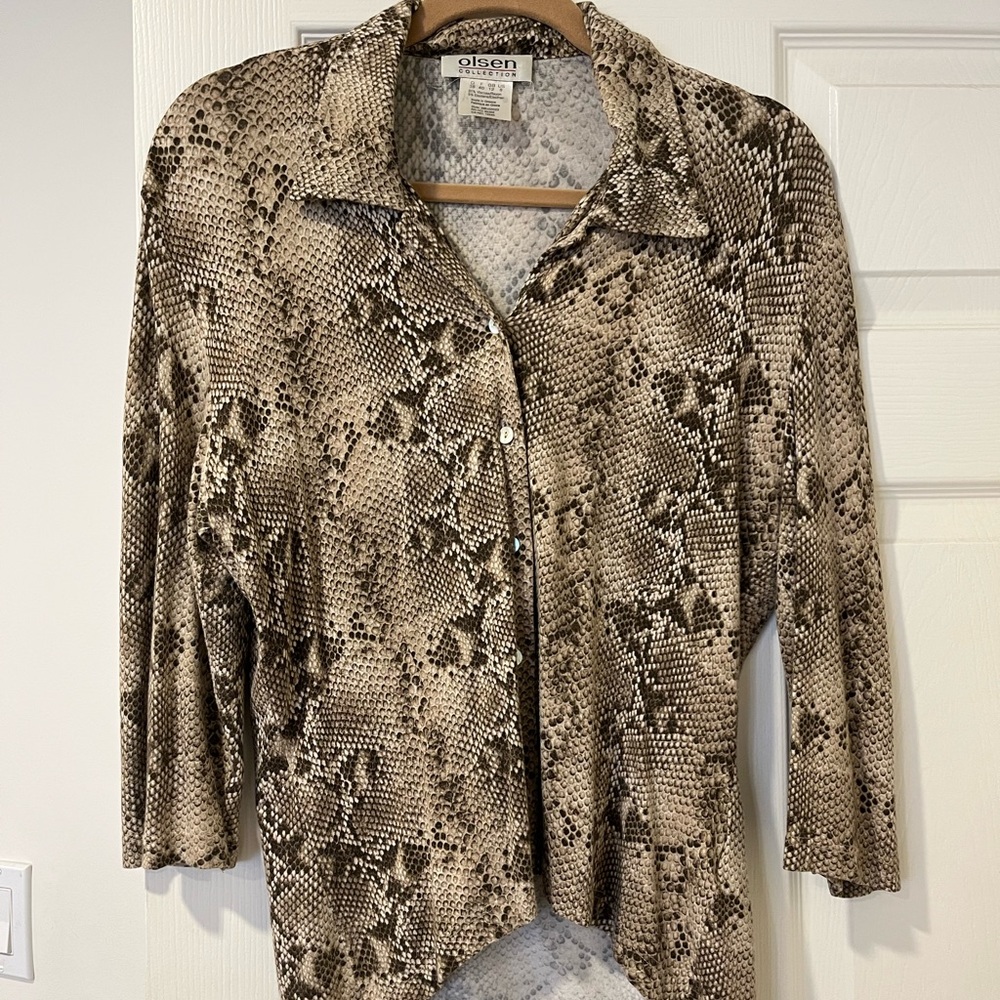 Olsen collection button down snake print shirt